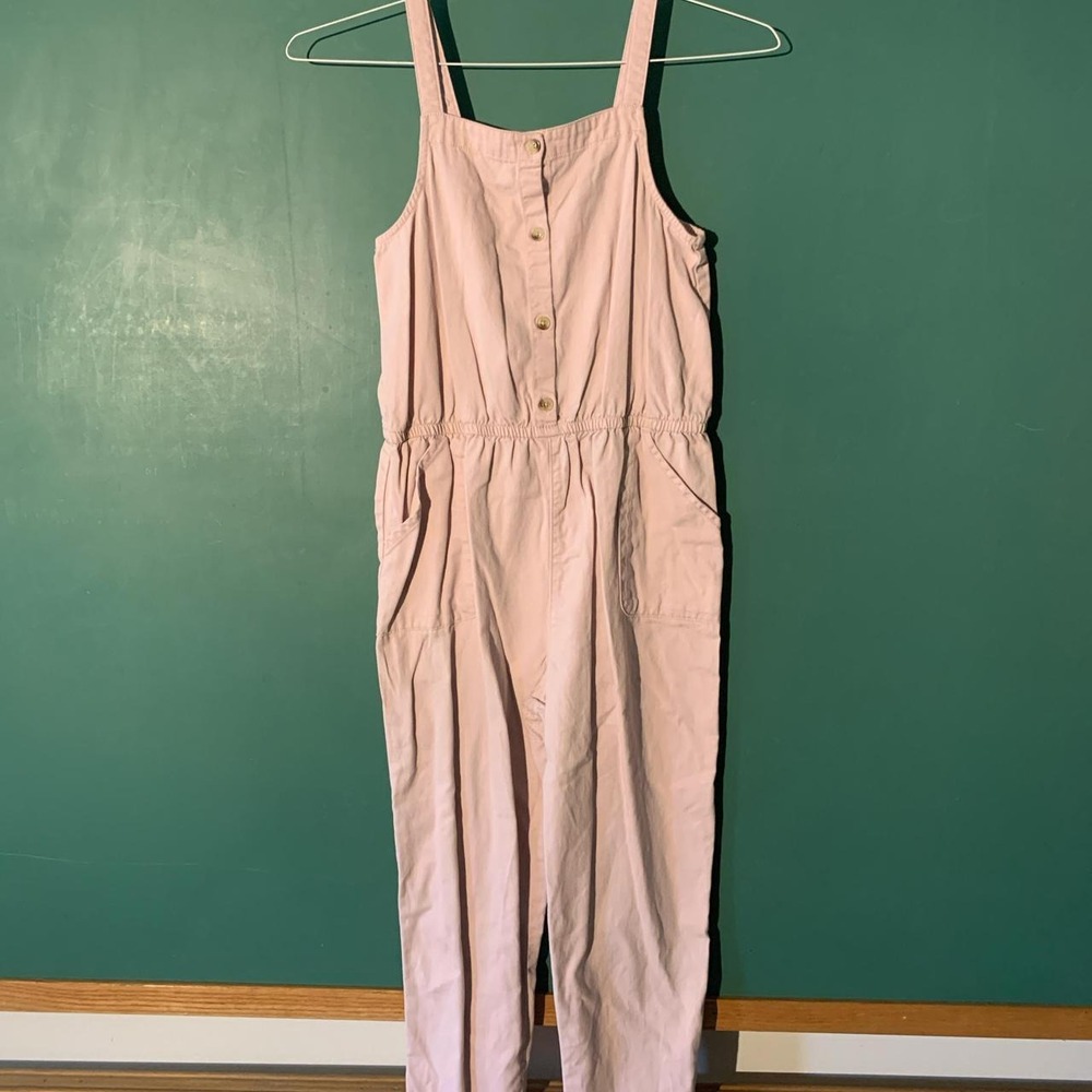 OshKosh B'gosh Girls Pink Denim Jumpsuit Size 14 Retro Hipster Vintage